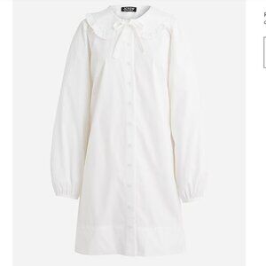 Ruffle-collar mini shirtdress in cotton poplin XS NWT